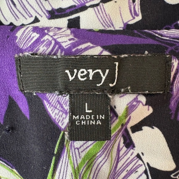 Very J, size L, cropped purple short sleeve Hawaii button up shirt, cotton - Picture 3 of 4